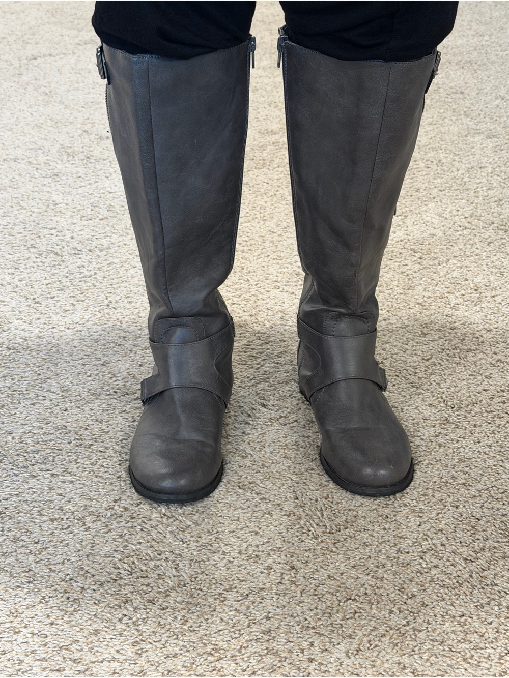 G by Guess Tall Gray Leather Riding Boots
